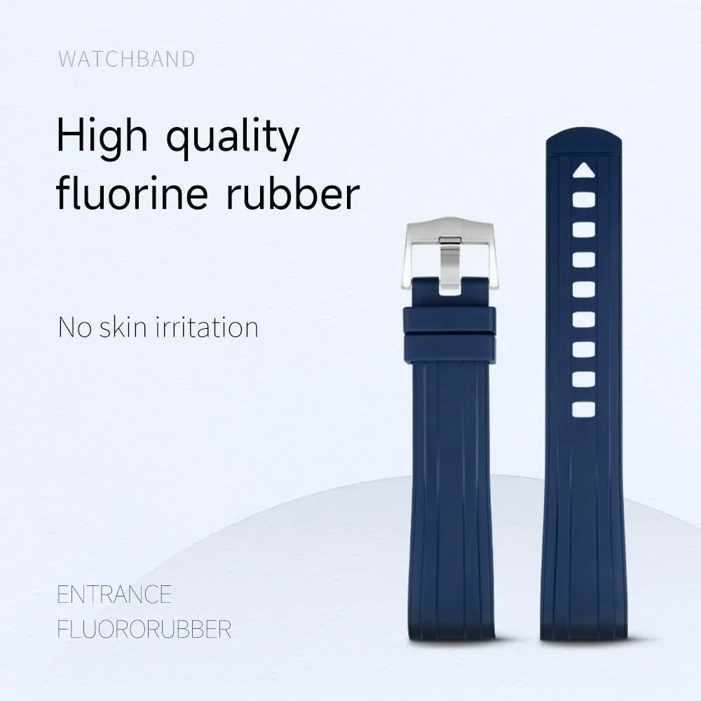 WatchBands For Omega Strap Seamaster 300 Diving Watchband Bracelets Pin Buckle 20mm New Curved End Quality simple FKM Fluoro Rubber 