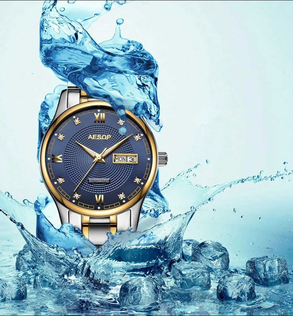 Watches Date Luminous Roman Numerals Stainless Steel coil Watch MASTOP Men's Business Watch Swiss Automatic Machine 