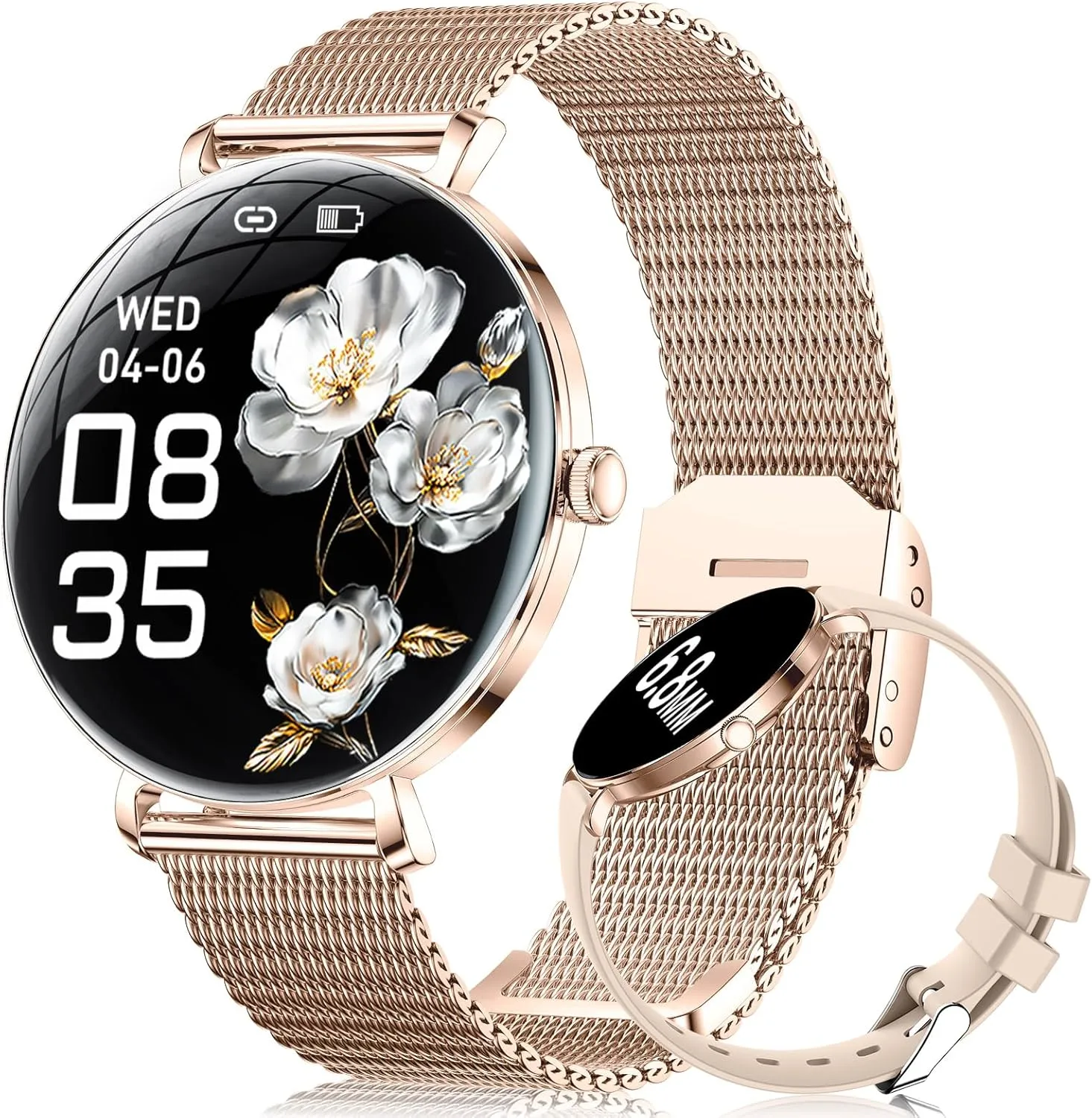 Watches for Women(Answer/Make rhinoceros lay Call)$1.43" Micro-Spherical AMOLED Smartwatch with Heart Rate/Sleep Monitor$IP68 Waterproof Fitness Tracker 120 Sport Modes for Android iOS$2 Straps LIGE Smart 