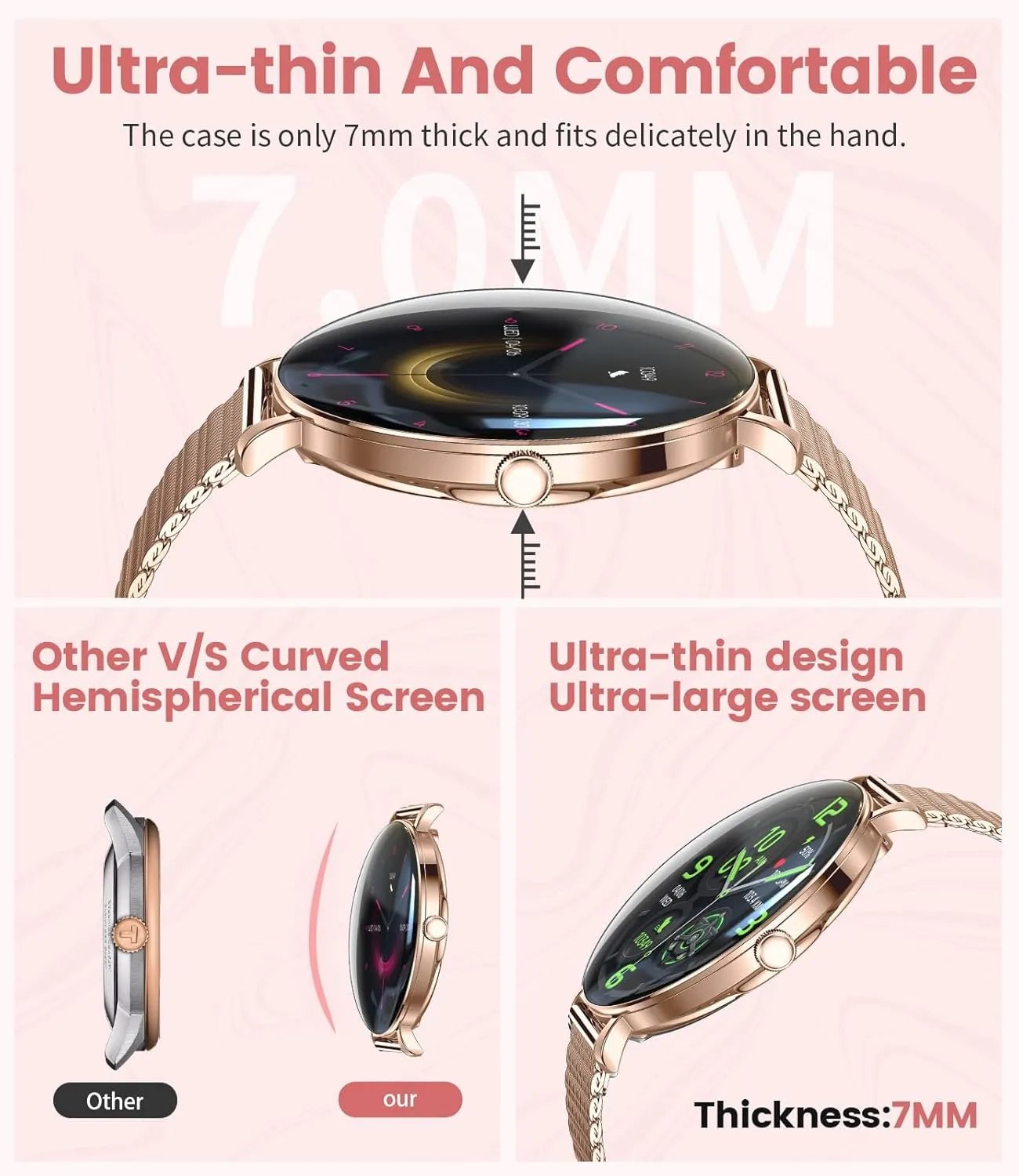 Watches for Women(Answer/Make rhinoceros lay Call)$1.43" Micro-Spherical AMOLED Smartwatch with Heart Rate/Sleep Monitor$IP68 Waterproof Fitness Tracker 120 Sport Modes for Android iOS$2 Straps LIGE Smart 