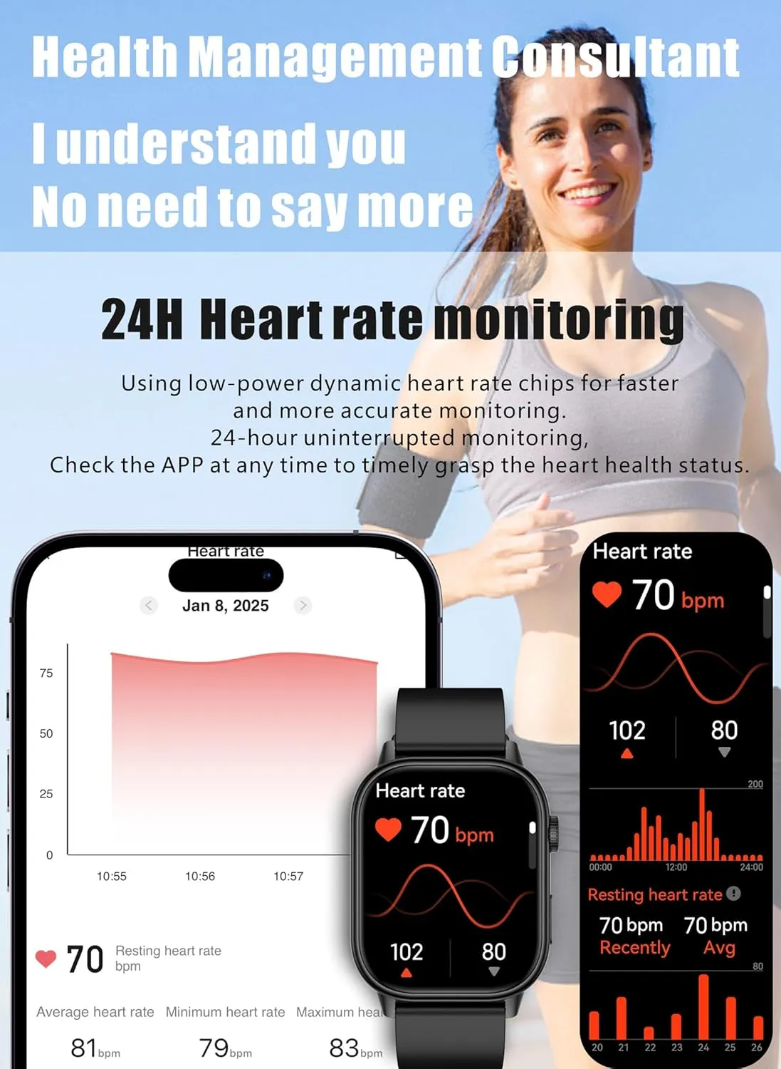 Watches Heart Rate propulsion assemblage Monitor Sleep Tracking Bluetooth Calling Message Notifications Fitness Tracker Step Counter Multiple Sports Modes Flashlight Waterproof Watch Smart Watch for Men with GPS Smart 
