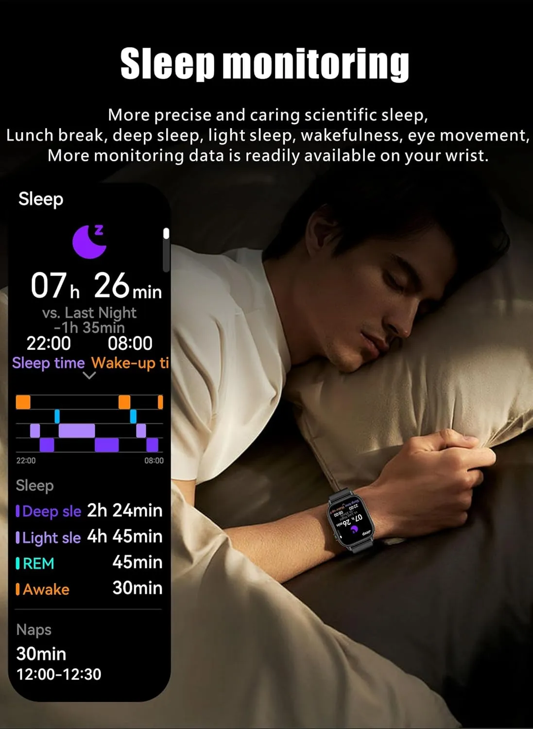 Watches Heart Rate propulsion assemblage Monitor Sleep Tracking Bluetooth Calling Message Notifications Fitness Tracker Step Counter Multiple Sports Modes Flashlight Waterproof Watch Smart Watch for Men with GPS Smart 