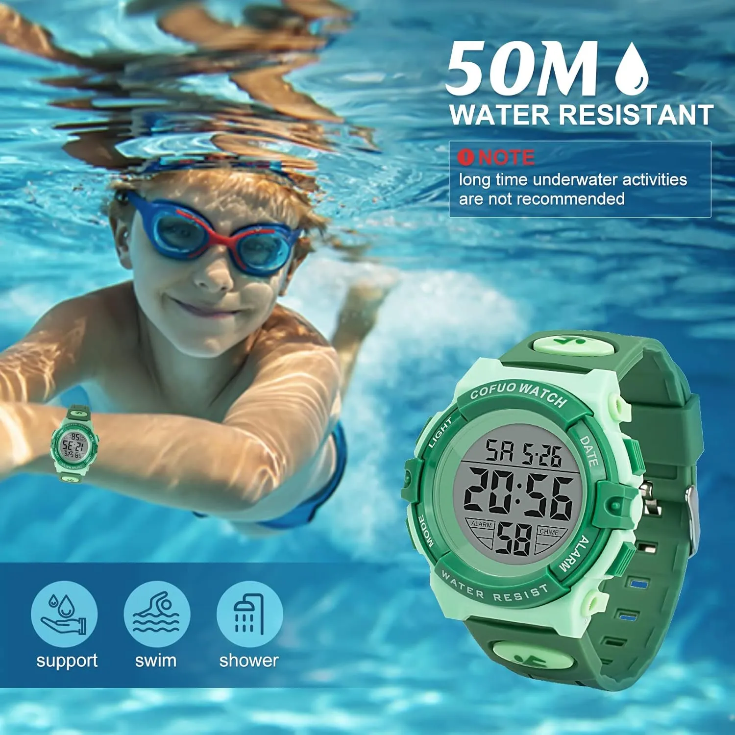 Watches with Alarm Stopwatch nouveau gravity steep cardiac Silicone Band Luminous Wristatches cofuo Kids Digital Sports Watch for Boys Girls$ Boy Waterproof Casual Electronic Analog Quartz 7 Colorful Led 