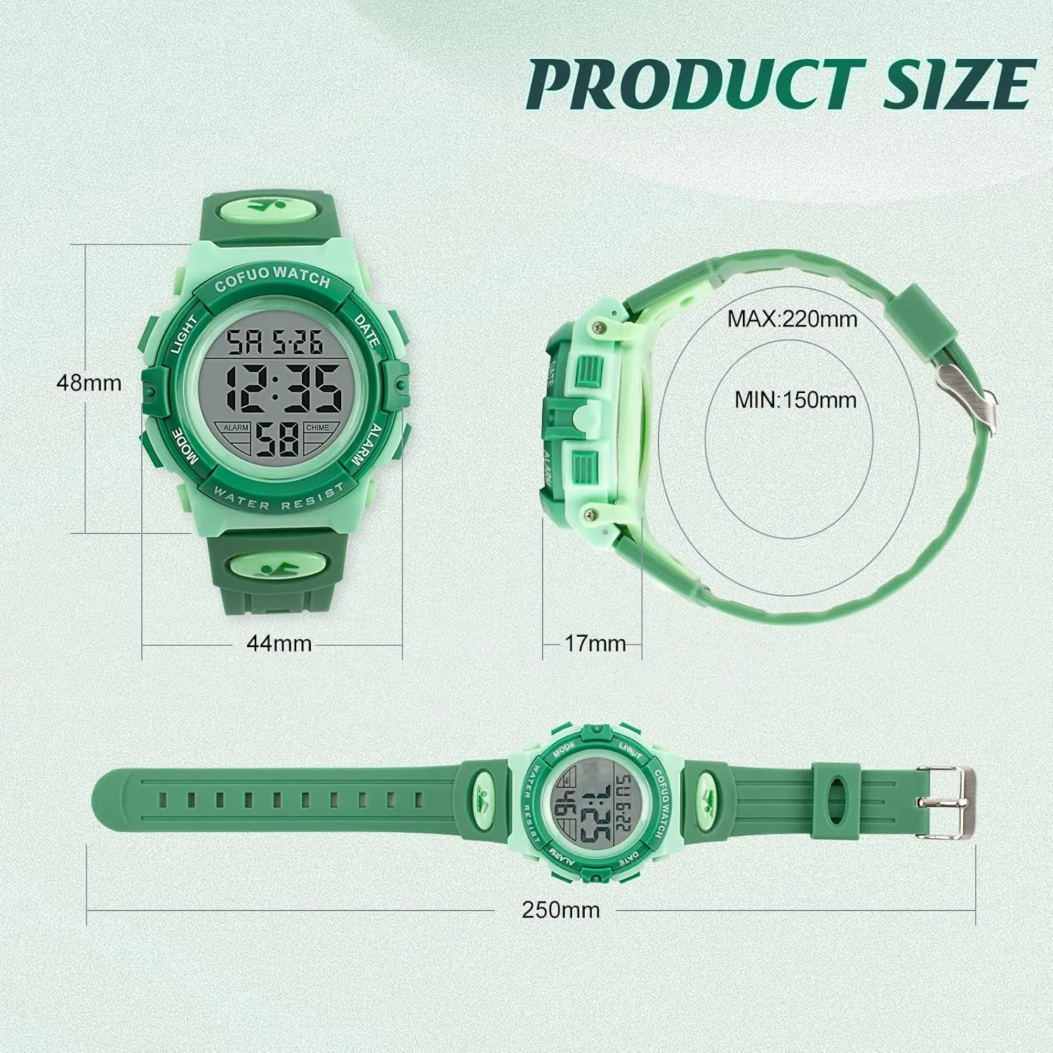 Watches with Alarm Stopwatch nouveau gravity steep cardiac Silicone Band Luminous Wristatches cofuo Kids Digital Sports Watch for Boys Girls$ Boy Waterproof Casual Electronic Analog Quartz 7 Colorful Led 