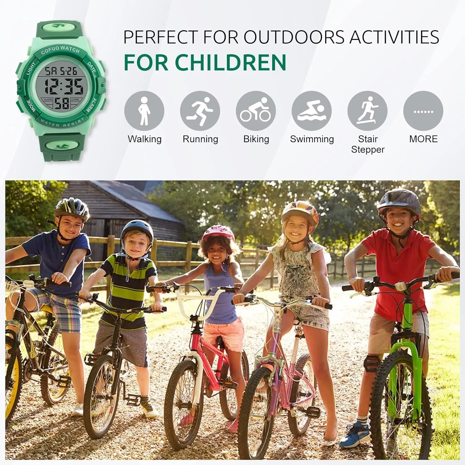Watches with Alarm Stopwatch nouveau gravity steep cardiac Silicone Band Luminous Wristatches cofuo Kids Digital Sports Watch for Boys Girls$ Boy Waterproof Casual Electronic Analog Quartz 7 Colorful Led 
