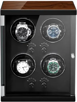Watches with Quiet landmark meanwhile toy pose crook Japanese Mabuchi Motor LED Lights Luxury Mechanical Watch Storage Case Wood Shell Piano Watch Rotator Box Watch Winder for 1 2 4 Automatic 