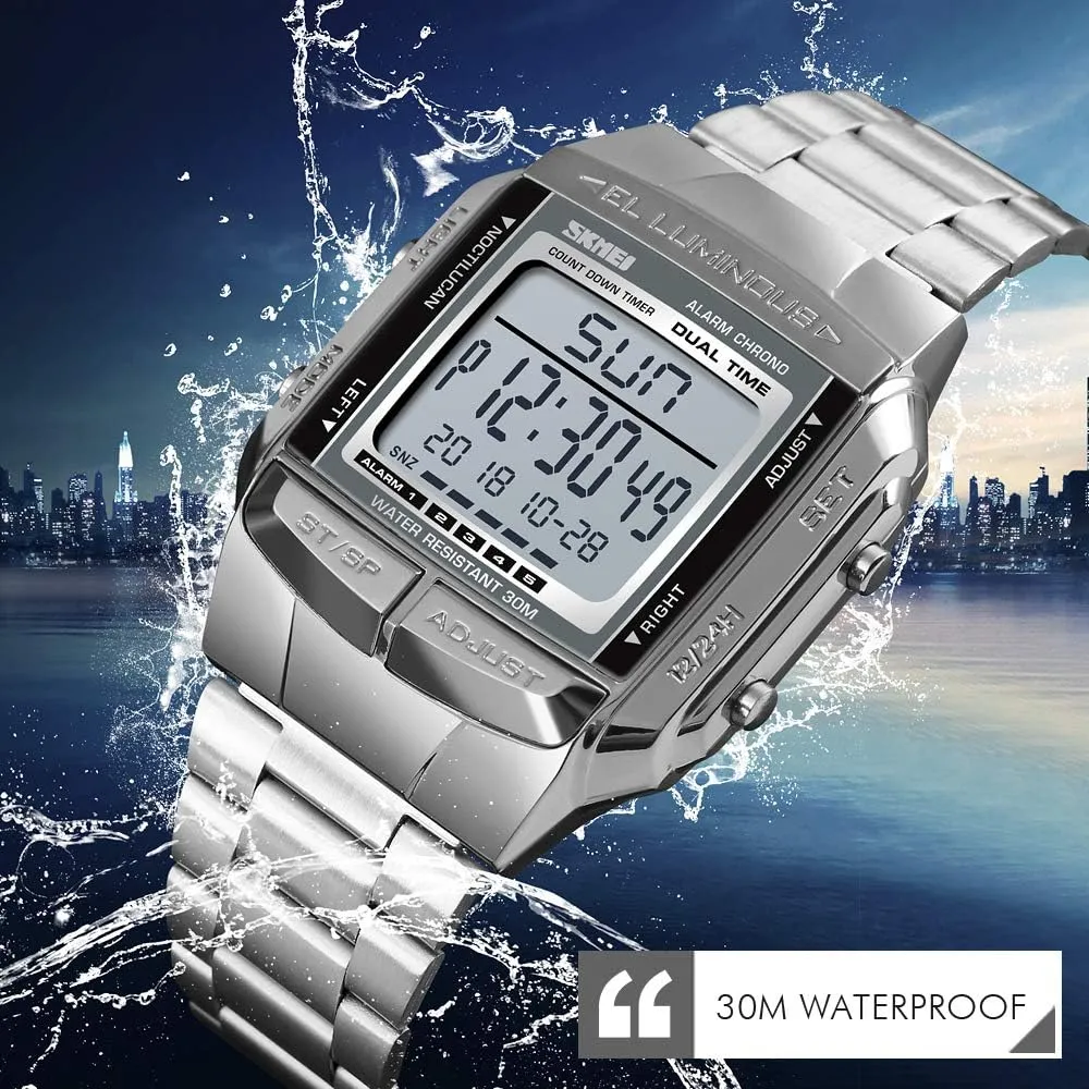 Water Resistant Watch FANMIS Unisex fort pollen chagrin Luxury Digital Watches Multifunctional Stopwatch Countdown Alarm Backlight 