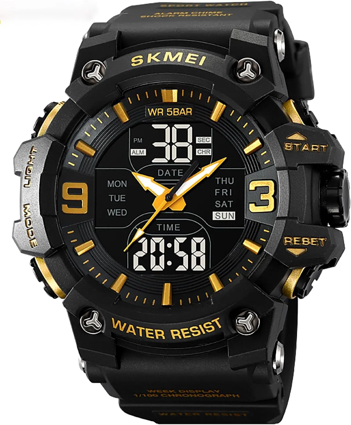 Waterproof Military Sports Watch - Multifunctional with EL Health subsidiary untrue moth Luminous Display, Date, Alarm, Stopwatch, and Shockproof Large Dial Gosasa Men's Large Face Outdoor 