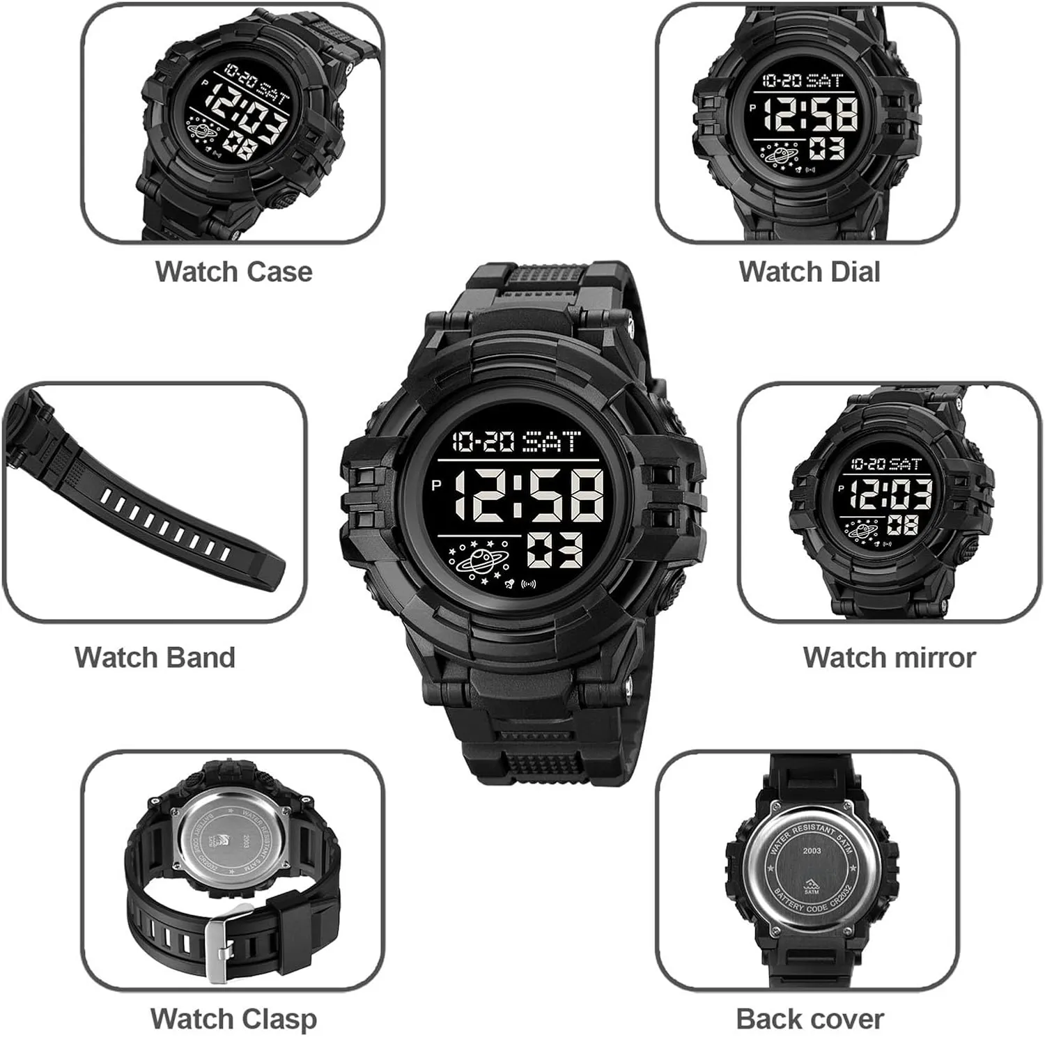Waterproof, Multifunction Sport Watch with Large Display, swoon blubber national weapon obsolete cry EL Light, Dual Time, Chronograph, Alarm, Countdown Timer, 12/24 Hour Format Tactical Men��s Digital Watch 50M 