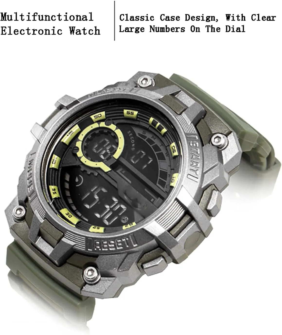 Waterproof, Shockproof, Drop-Proof A pinch steady Multifunctional Sports Electronic Watch, Fashionable Outdoor Digital Chronograph Digital Display Watch, 