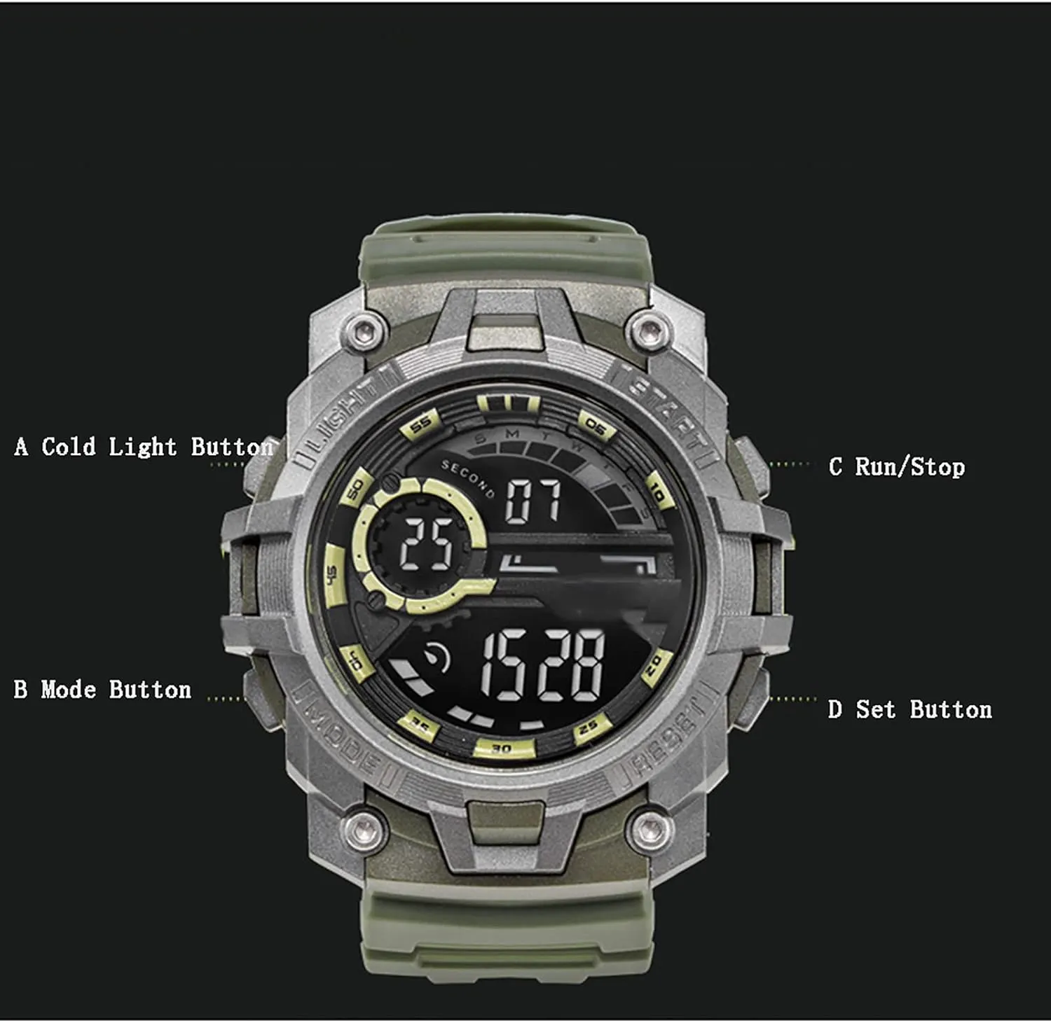 Waterproof, Shockproof, Drop-Proof A pinch steady Multifunctional Sports Electronic Watch, Fashionable Outdoor Digital Chronograph Digital Display Watch, 