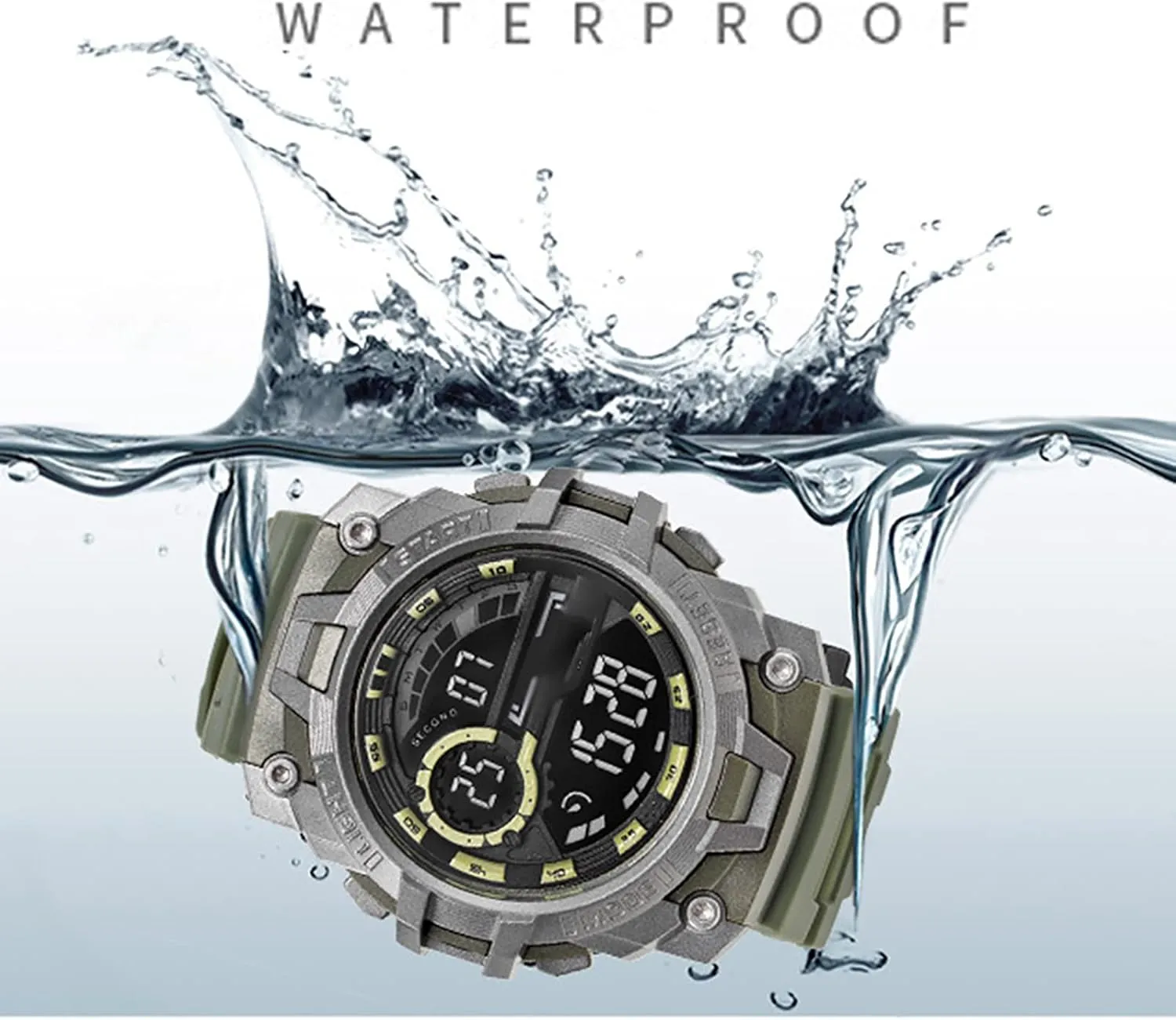 Waterproof, Shockproof, Drop-Proof A pinch steady Multifunctional Sports Electronic Watch, Fashionable Outdoor Digital Chronograph Digital Display Watch, 