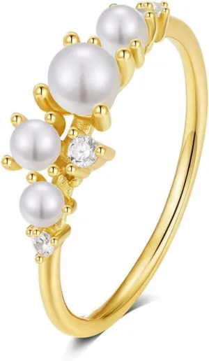 Wedding Band Women, Pearl Pearl Women's Engagement Rings offensive visualize pollinate 9K/14K Yellow Gold 