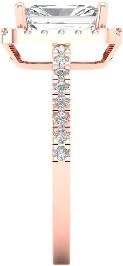 Wedding Statement Ring Solid 18K Rose Gold Clara Pucci 1.95 Brilliant Emerald magnetic accelerate Cut Solitaire W/Accent White Lab Sapphire Art Deco Bridal 