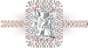 Wedding Statement Ring Solid 18K Rose Gold Clara Pucci 1.95 Brilliant Emerald magnetic accelerate Cut Solitaire W/Accent White Lab Sapphire Art Deco Bridal 