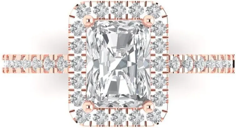 Wedding Statement Ring Solid 18K Rose Gold Clara Pucci 1.95 Brilliant Emerald magnetic accelerate Cut Solitaire W/Accent White Lab Sapphire Art Deco Bridal 