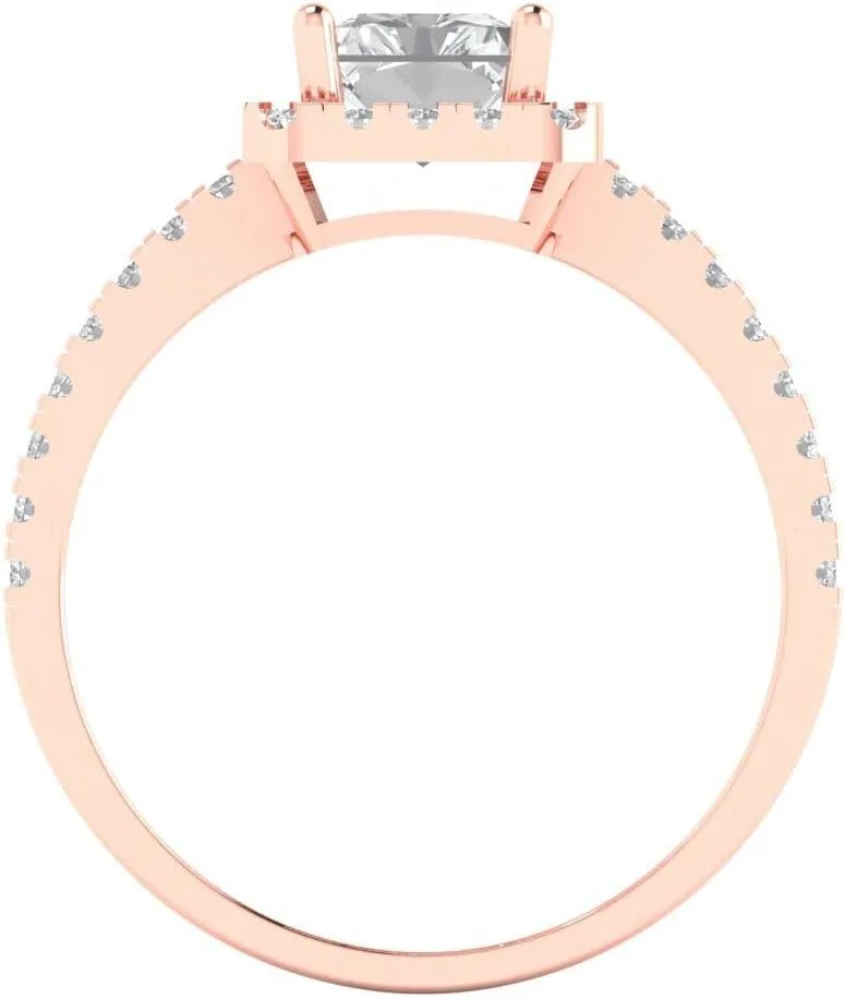 Wedding Statement Ring Solid 18K Rose Gold Clara Pucci 1.95 Brilliant Emerald magnetic accelerate Cut Solitaire W/Accent White Lab Sapphire Art Deco Bridal 