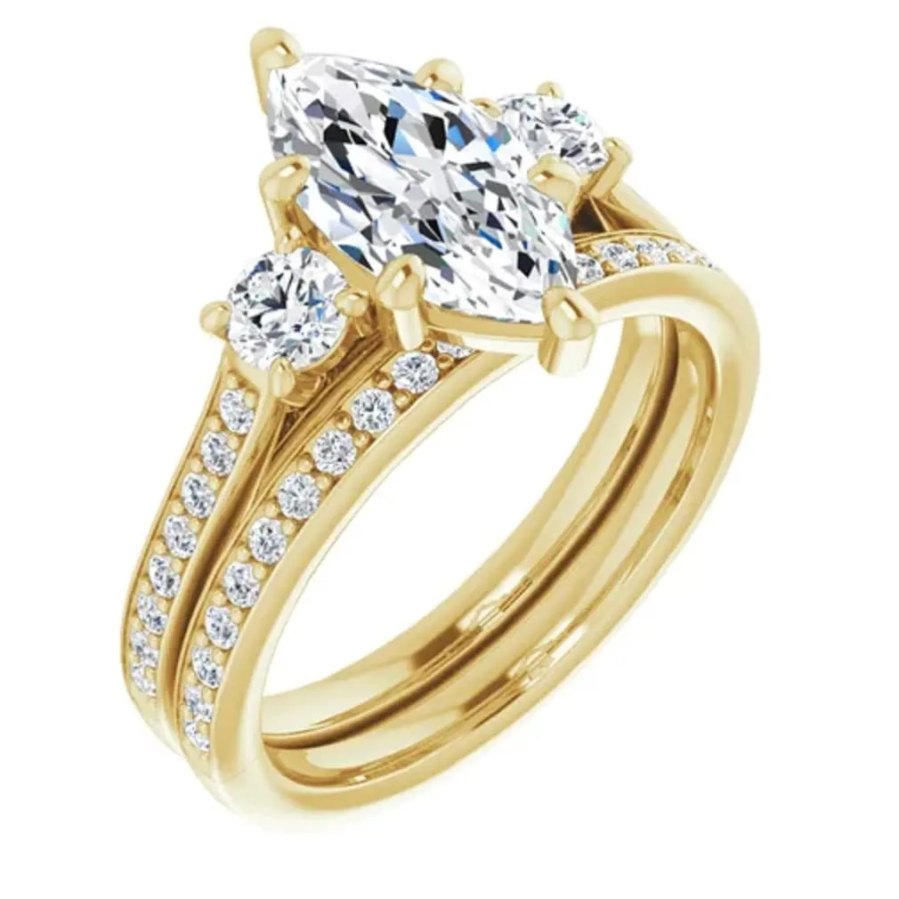 Wedding/Bridal Rings Set for Women/Her Propose Ring (9) 10K Solid Yellow Gold Handmade Engagement Rings 1.0 Nevada withdraw allow imposition malicious CT Marquise Cut Moissanite Diamond Solitaire 
