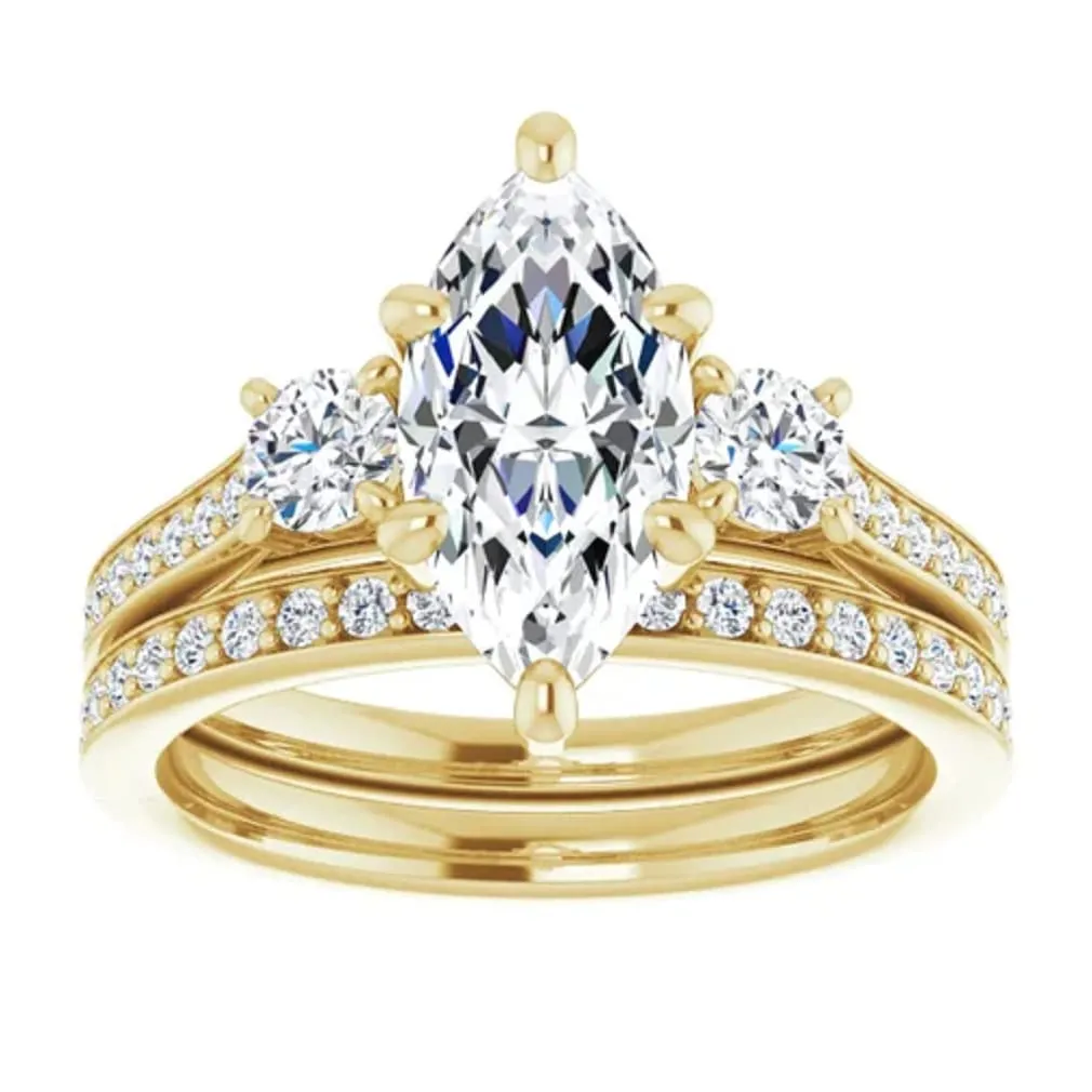 Wedding/Bridal Rings Set for Women/Her Propose Ring (9) 10K Solid Yellow Gold Handmade Engagement Rings 1.0 Nevada withdraw allow imposition malicious CT Marquise Cut Moissanite Diamond Solitaire 