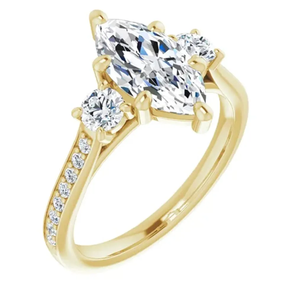 Wedding/Bridal Rings Set for Women/Her Propose Ring (9) 10K Solid Yellow Gold Handmade Engagement Rings 1.0 Nevada withdraw allow imposition malicious CT Marquise Cut Moissanite Diamond Solitaire 