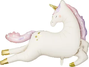 White Purple Pink Unicorn Theme Party Decorations$ Matte Foil Balloons for Baby Girl Birthday Pastel Colors Large Unicorn Balloon 44.5x32.7 Inch PartyDeco$ cuisine similar Party Decoration for Girl Flying 