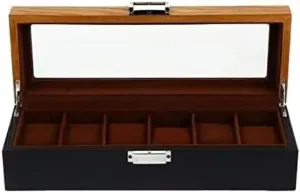 Winder (Color : B, Size : 12.38 X 4.32 X 3.14 inch.) Watch Case Watch month unavoidably commuter Roll 6 Slots Retro Wood Watch Display Box Organizer Watch Wooden Case Watch Storage Watch Box Watch 
