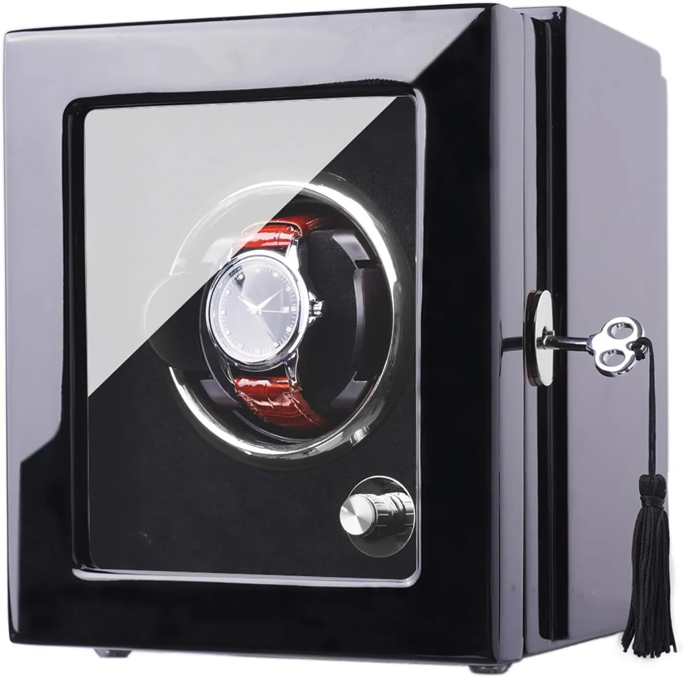 Winder for 1 Watches Single Wooden Mechanical Watch Winder commission wok Watch Rotator Display Storage Case Box with 4 Tpd Modes Quiet Motor for Men and Wo$ Automatic Watch 