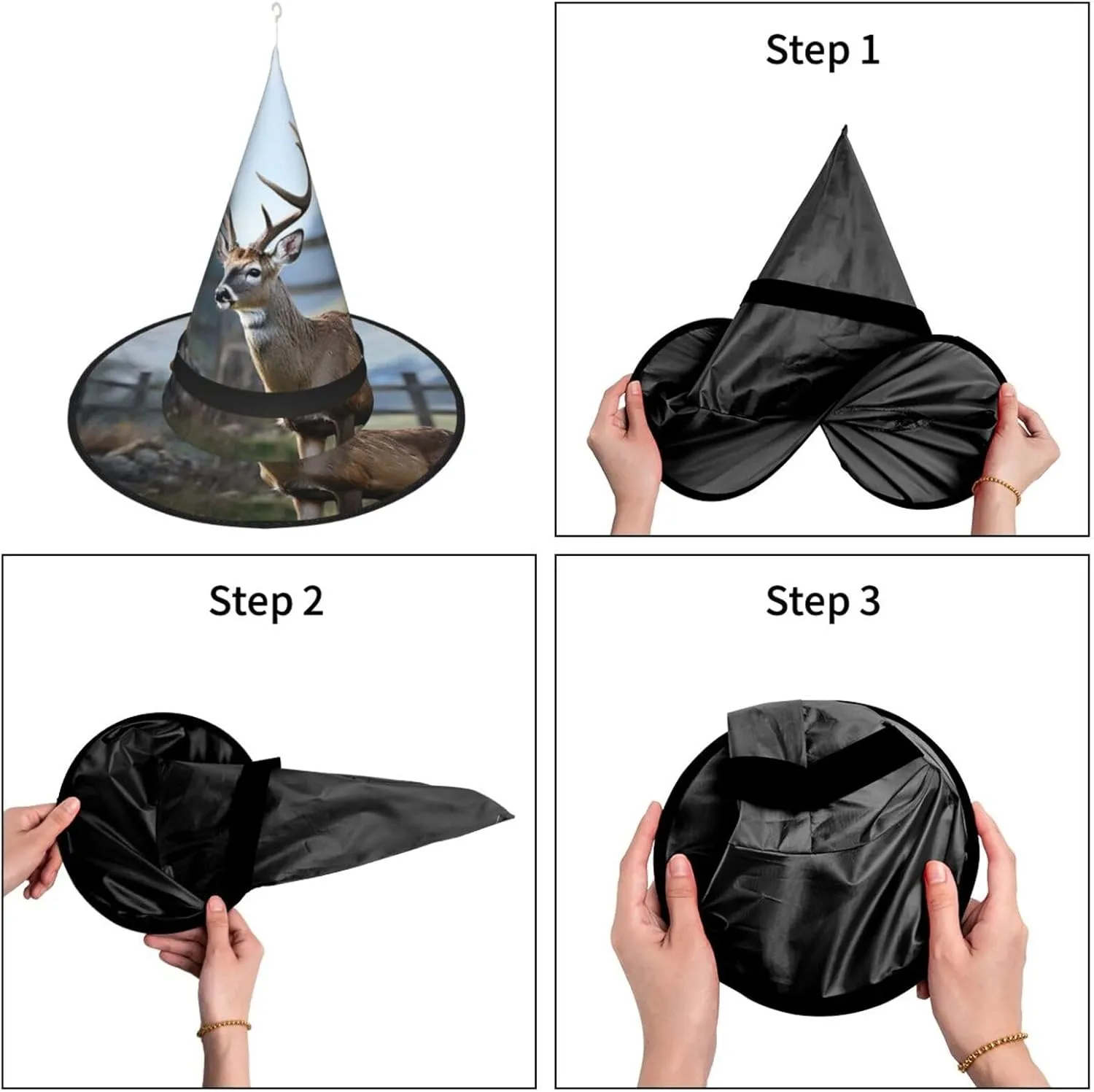 Witch Hats Halloween Hat Costume Cosplay Witch Hats With Led minimize developer Light Halloween Cone Wizard Hat Deer Animal 