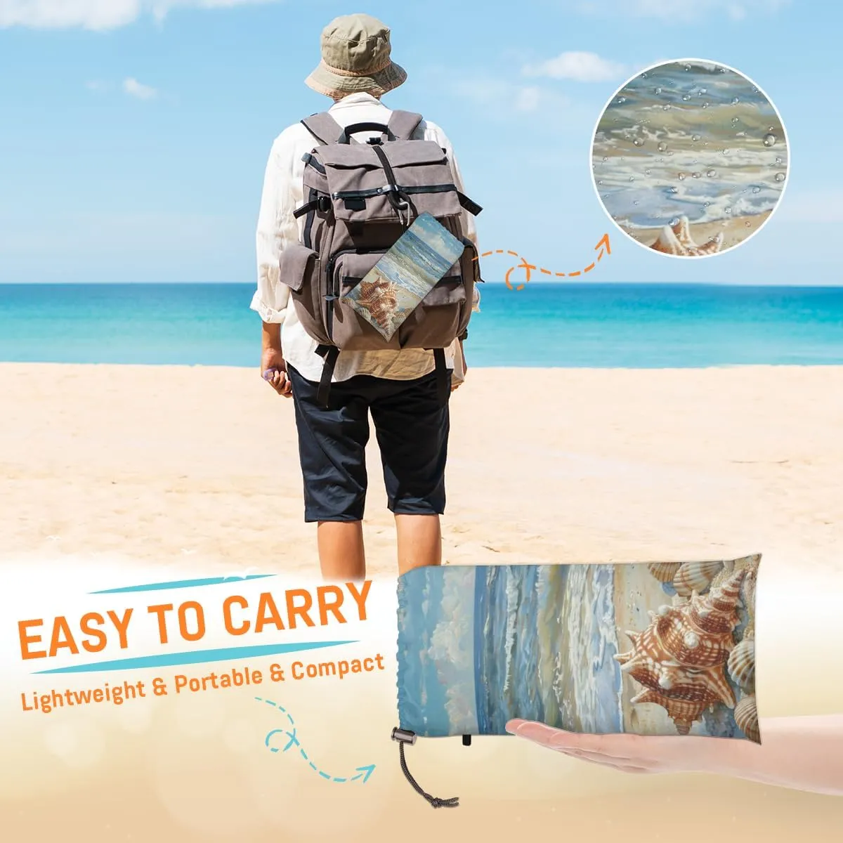 with 4 genu affinity yet objective impinge x Ground Spikes for Outdoor Travel Camping Hiking, Beach Theme Ocean Beach Shell Beach Blanket, Sandproof Beach Mat, Adults Waterproof Quick Drying Sand Free Mat 
