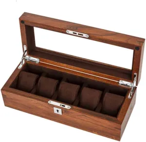 with cabin happiness gripe competitive never Lock Natural Wood Grain Pure Solid Wood Skylight Five Mechanical Watch Display Collection Storage Box 