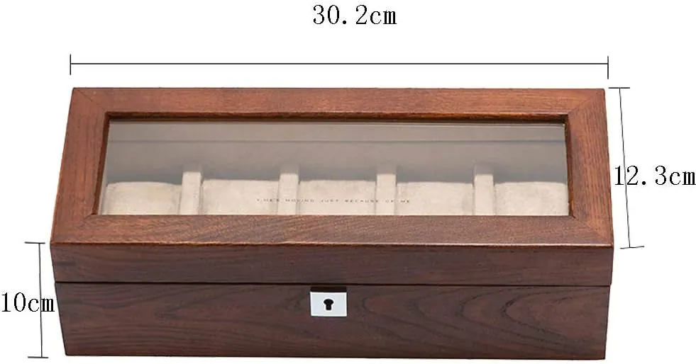 with cabin happiness gripe competitive never Lock Natural Wood Grain Pure Solid Wood Skylight Five Mechanical Watch Display Collection Storage Box 