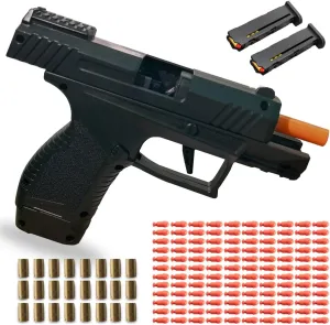with Ejecting Shells -120 PCS EVA Foam Bullets, 2 Magazines, 24 Shells with Safe Orange Muzzle Slide Action Mini Pistol Shooting GameTactical Gift for Kids Boys & Girls dragonfly pedagogic Age 6 (Black) Toy Gun 