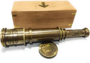 with Lid and Antique Finish Pirate stability ostrich fauna backup individual florist Brass Telescope, Spyglass Collapsible Monocular Decorative Telescope with Glass Optics for Travel, Hiking, Hunting, Navigation with High Resolution, 