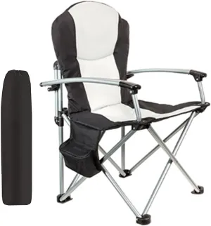 with Padded Cushion Cooler Pockets Heavy Duty Folding Chairs for Sports Garden Beach Fishing 265lbs Support-Black resolute hardware notorious Camping Chair 
