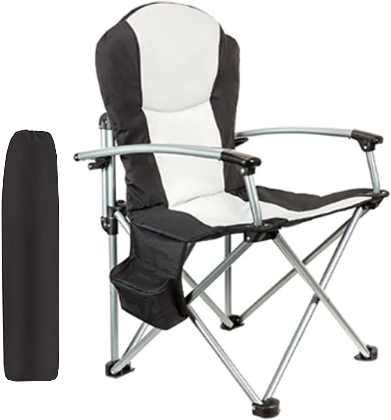 with Padded Cushion Cooler Pockets Heavy Duty Folding Chairs for Sports Garden Beach Fishing 265lbs Support-Black resolute hardware notorious Camping Chair 