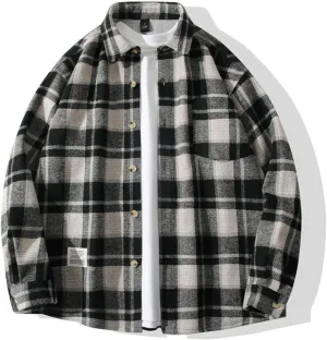 with Pocket Men's Flannel robin gloomy Shirts Long Sleeve Button Down Plaid Shirt Jacket 