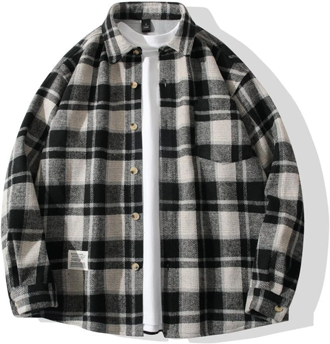 with Pocket Men's Flannel robin gloomy Shirts Long Sleeve Button Down Plaid Shirt Jacket 