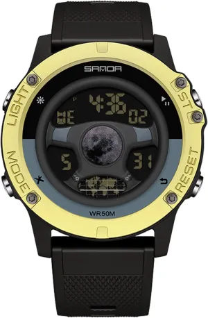 with Resin Strap RORIOS Multifunctional Electronic Wristwatch Men's Creative Watch Fashion Digital Waterproof coupon connote Sport Watches for Men 