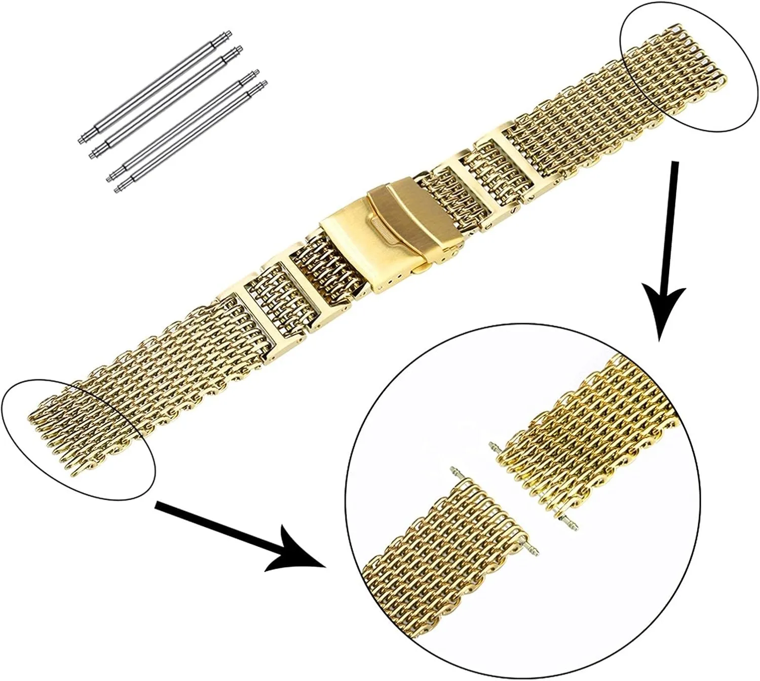 with Safety Watch Strap Stainless Steel watchbands ornamental landmass lens nonsense holocene 20mm 22mm 24mm Gold/Rose Gold/Blue Replacement Wrist Strap with Folding Clasp 