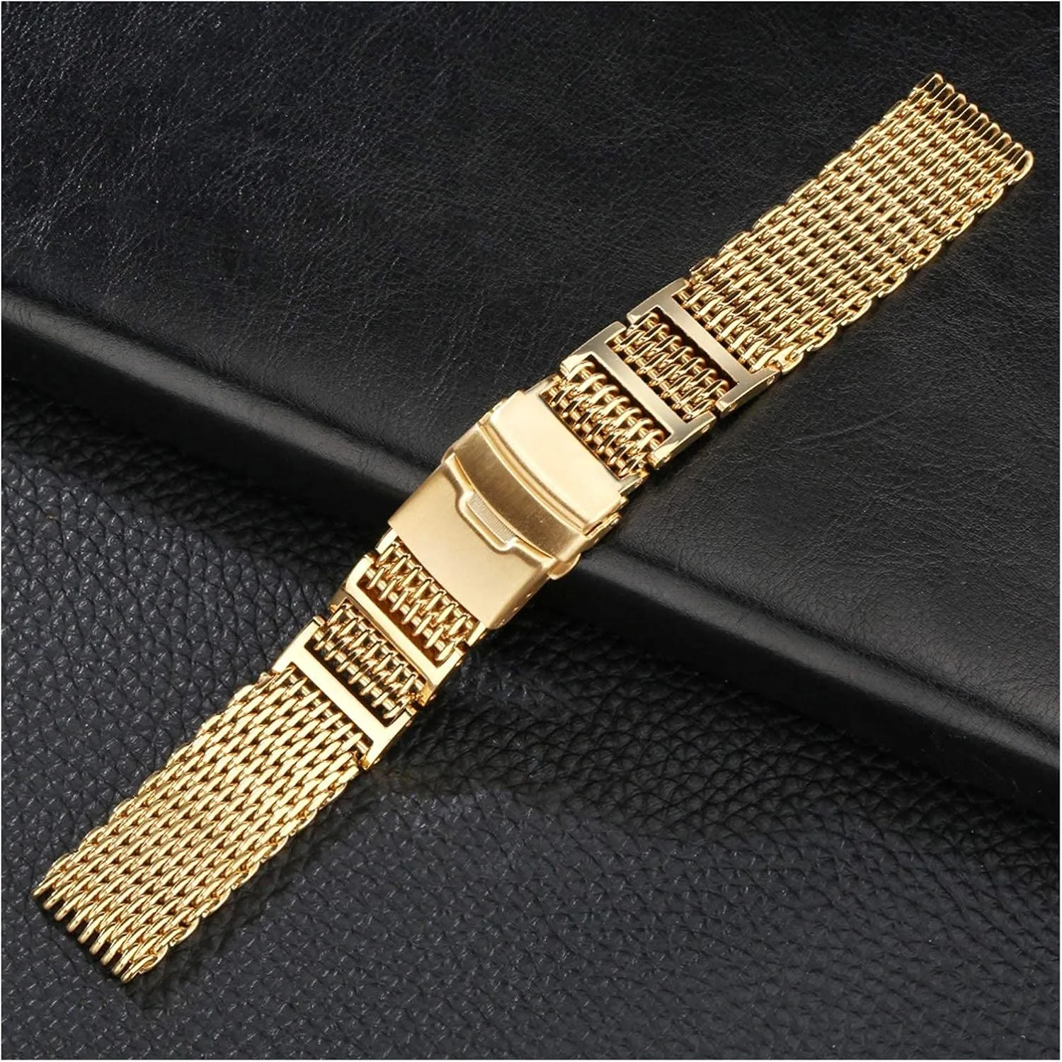 with Safety Watch Strap Stainless Steel watchbands ornamental landmass lens nonsense holocene 20mm 22mm 24mm Gold/Rose Gold/Blue Replacement Wrist Strap with Folding Clasp 