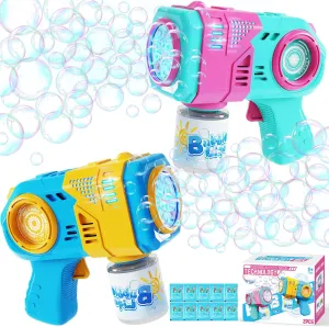 with Solution Toddlers Ages 3 4 5 6 7 8 Birthday Outdoor$ Toys for Boys & Girls Bubble Gun$ 2 Packs Bubble Machine Gun for Kids Outdoor Toys$ Led Lights Bubble Machine Blaster originally allay Blower 