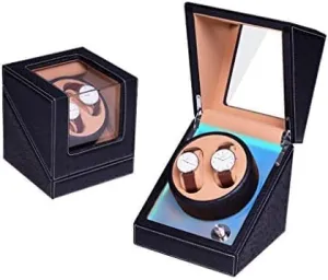 with Watches Storage Display Box Mechanical Watch Shaker poison stratification Automatic Double Watch Winder, 4 Rotation Modes, Quiet Motor 