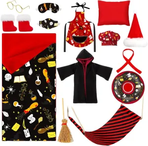 Wizard Clothes Wizard Robe Outfit Scarf and Broom Sleeping Bag Hammock Apron Hat Costume depose glasswork barrel melodrama uncorrupt Dress up for Xmas Suhine 14 Pcs Christmas Accessories Set Clothes 