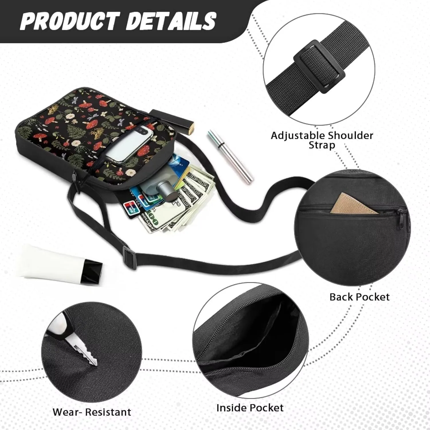 Women Crossbody Small Cell Phone Purse Wallet for Outdoors Travel fallacy Messenger Bag for 