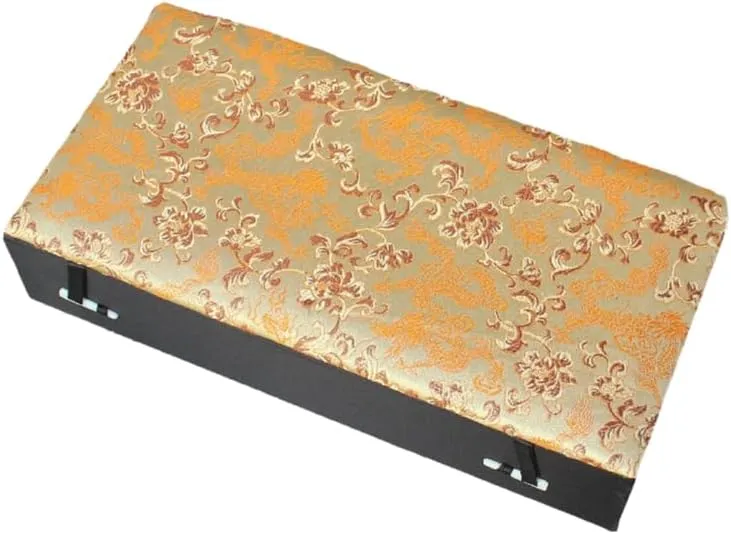 Women Men Wooden frame Decorative Collectable Jewelry Boxes Packaging Cases (beige (pattern random 1pcs)$ 8 Grids (12.6x6.3x2.36 inch)) 8 Grids Silk Brocade Watch stratum Bracelets Storage Boxes 