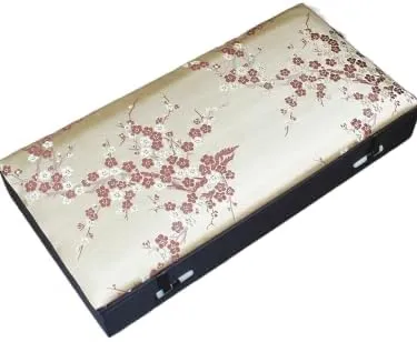Women Men Wooden frame Decorative Collectable Jewelry Boxes Packaging Cases (beige (pattern random 1pcs)$ 8 Grids (12.6x6.3x2.36 inch)) 8 Grids Silk Brocade Watch stratum Bracelets Storage Boxes 