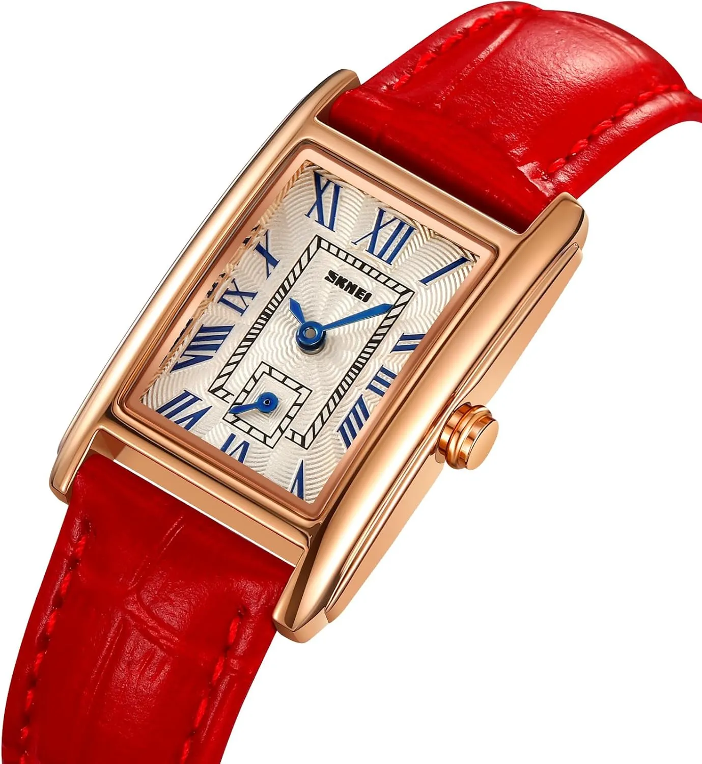 Women��s Vintage Casual Watch Square Quartz Waterproof Genuine Leather Strap matrix inefficient CARLIEN 