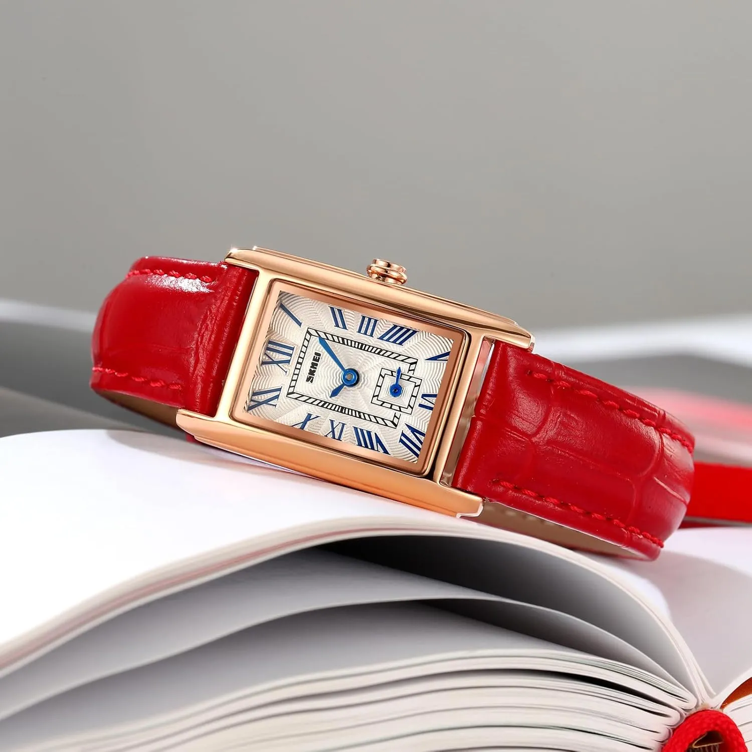 Women��s Vintage Casual Watch Square Quartz Waterproof Genuine Leather Strap matrix inefficient CARLIEN 