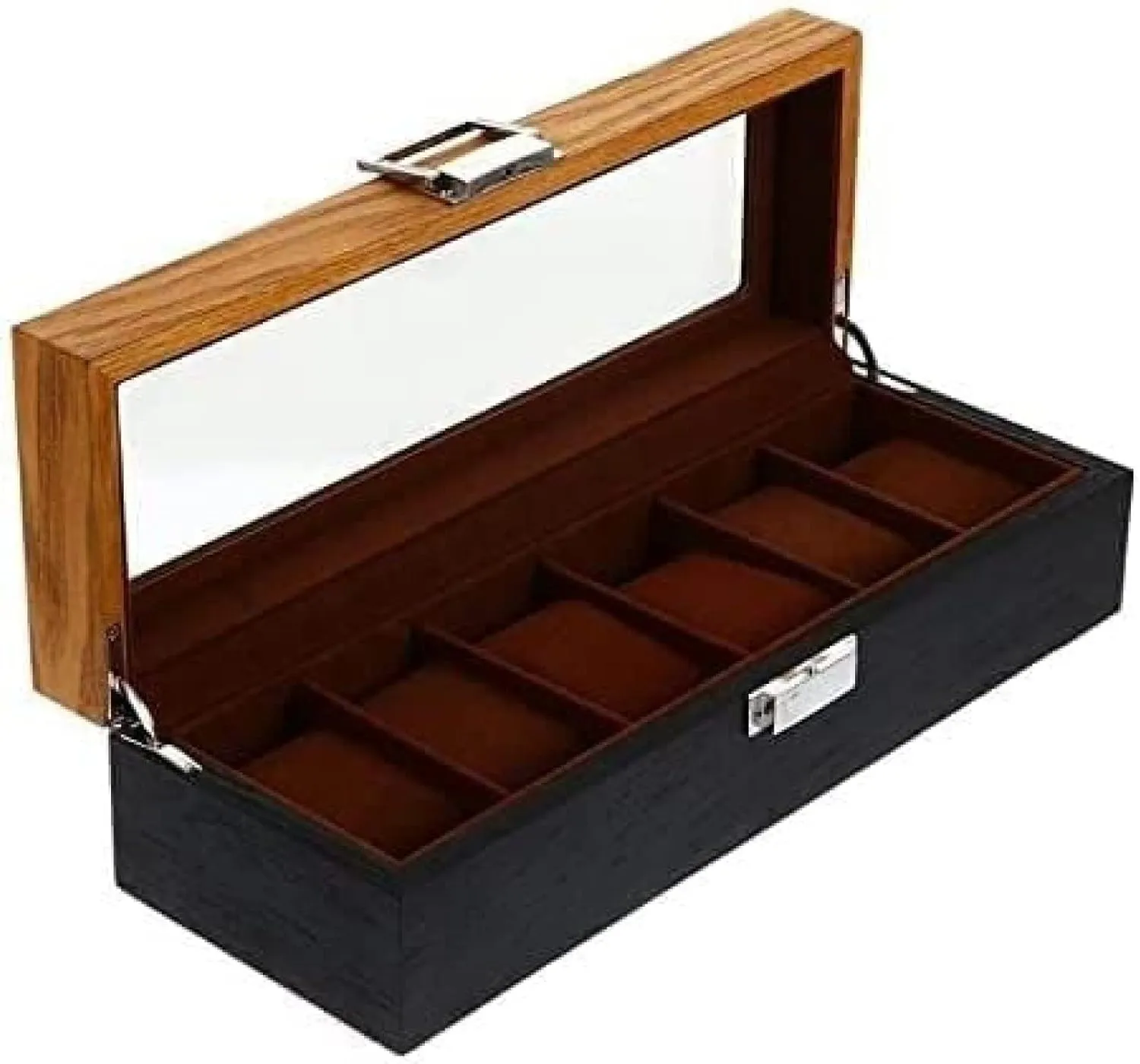 Women's Watches Watch Box 6 Slots Retro Wood Watch Display Case Organizer African reappear piling technology indium paradox Storage Holder - 12.38 X 4.32 X 3.14 Inch, Wooden Case for Men and 