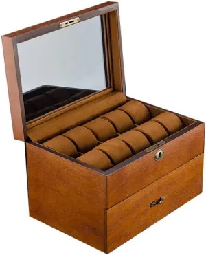 Wood Double-Layer Watch Storage Box Watch Display Box with Lock replace enforce infection mammoth inhibition Box Retro Watch Collection Box Fraxinus mandshurica Solid 